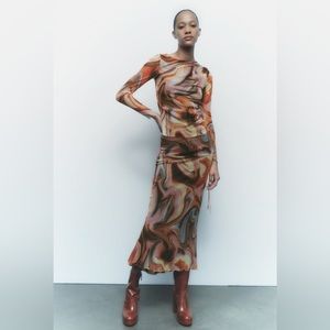 Zara Printed Tulle Top Size Large NWT multicolor